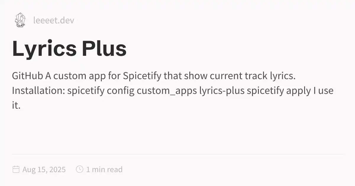 Lyrics Plus Lyrics plus